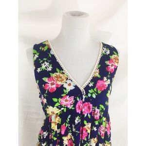 Loose fit swing Floral dress Umgee oversized M Medium blue pink flowers